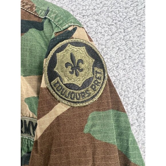 US Army Woodland Camo Hot Weather Coat Size Small Short With Patches - Picture 9 of 12